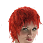 Αποκριάτικη Περούκα Με Πούπουλα-Κόκκινη