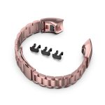 For Huawei Honor Band 4 (CRS-B19) / Honor Band 5 (CRS-B19S) Three Beads Steel Wrist Strap Watchband(Rose Pink) - Image 5