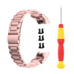 For Huawei Honor Band 4 (CRS-B19) / Honor Band 5 (CRS-B19S) Three Beads Steel Wrist Strap Watchband(Rose Pink) - Image 6
