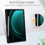For Samsung Galaxy Tab S9 FE+ Acrylic 3-folding Smart Leather Tablet Case with Pen Slot(Black) - Image 4