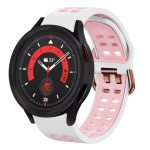For Samsung Galaxy Watch 5 40mm 20mm Breathable Two-Color Silicone Watch Band(White+Pink)