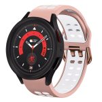 For Samsung Galaxy Watch 5 44mm 20mm Breathable Two-Color Silicone Watch Band(Pink+White)