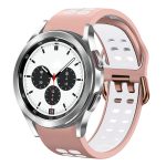 For Samsung Galaxy Watch 4 Classic 42mm 20mm Breathable Two-Color Silicone Watch Band(Pink+White)