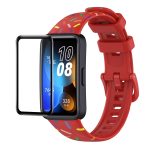 For Huawei Band 8 ENKAY Hat-Prince Full Coverage Screen Protector + Adjsutable Silicone Sport Loop Strap Watchband(Red)
