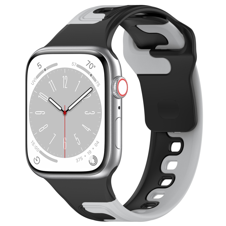 SYA002358406D For Apple Watch Ultra 49mm Double Color Silicone Watch Band(Black+Grey) - Image 1