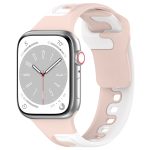 For Apple Watch 8 45mm Double Color Silicone Watch Band(Pink+White)