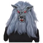 Αποκριάτικη Μάσκα Προσώπου Latex Λυκάνθρωπος με Μαλλιά Γκρι