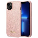 Guess Glitter Flakes Script Metal Logo Back Cover Σιλικόνης Ροζ (iPhone 14 Plus)