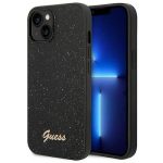 Guess Glitter Flakes Script Metal Logo Back Cover Σιλικόνης Μαύρο (iPhone 14 Plus)