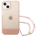 Guess Translucent Pearl Strap Back Cover Πλαστικό Ροζ / Ροζ (iPhone 14 max)