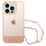 Guess Translucent Pearl Strap Back Cover Πλαστικό Ροζ / Ροζ (iPhone 14 Pro)