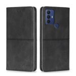 For TCL 30 SE/306/305/Sharp Aqous V6/V6 Plus Cow Texture Magnetic Horizontal Flip Leather Phone Case(Black)