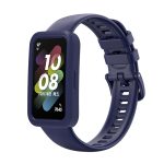 For Huawei Band 8 Silicone Protective Case + Silicone Watch Band Kit(Navy Blue)