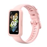 For Huawei Band 8 Silicone Protective Case + Silicone Watch Band Kit(Pink)