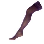 Κάλτσα Nylon Μοβ Με Δαντέλα