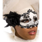 Μάσκα Ματιών Ασπρόμαυρη Με Τριαντάφυλλο