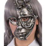 Μάσκα Προσώπου Half Face Steampunk Ασημί