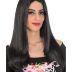 Περούκα Μακριά Μαύρη Ίσια Με Χωρίστρα
