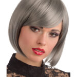 Περούκα Γκρι Καρέ Με Φράντζα Deluxe