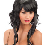 Περούκα Μαύρη Σγουρή Με Φράντζα