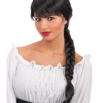 Περούκα Μαύρη Με Φράντζα Και Κοτσίδα