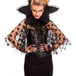 Κάπα Κοντή Μαύρη Με Τούλι Και Κολάρο