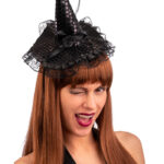 Στέκα Καπέλο Μάγισσας Μίνι Μαύρο Σατέν