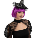 Στέκα Καπέλο Μάγισσας Μίνι Μαύρο Σατέν Με Φιόγκο