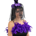 Στέκα Καπέλο Μάγισσας Μίνι Μωβ Με Τριαντάφυλλα Και Πέπλο