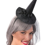 Στέκα Καπέλο Μάγισσας Μίνι Με Πέπλο Και Τριαντάφυλλο