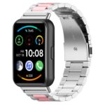 Για Huawei Watch Fit 2 Ζώνη ρολογιών από ανοξείδωτο ατσάλι μετάλλων τριών σφαιριδίων(ασημί ροζ)