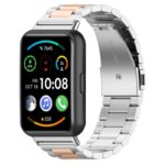 Για Huawei Watch Fit 2 Ζώνη ρολογιών από ανοξείδωτο ατσάλι μετάλλων τριών σφαιριδίων (Silver Rose Gold)