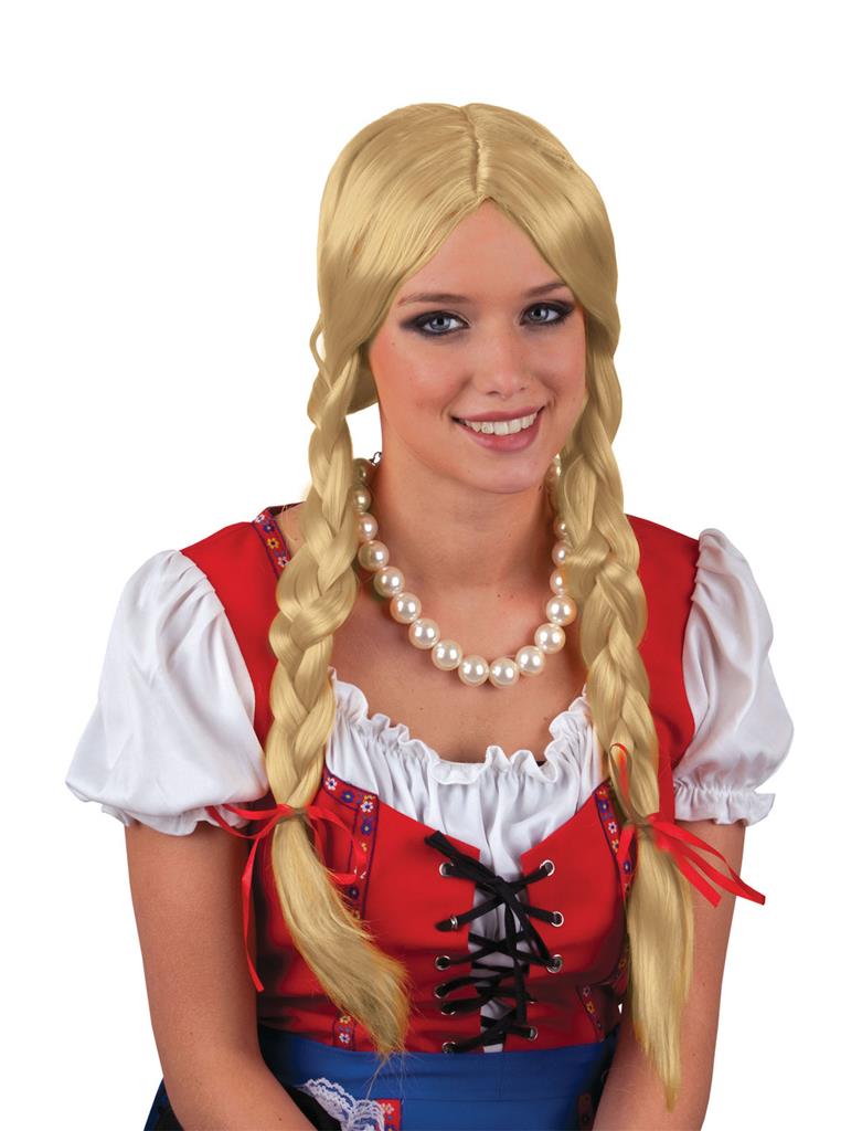 Περούκα Ξανθιά Με Χωρίστρα & Κοτσίδες - Image 1