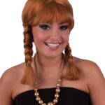 Περούκα Καστανή Με Κοτσίδες & Αφέλειες