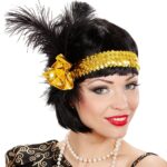 Διάδημα Κεφαλιού Χρυσό Με Λουλούδι & Φτερά