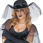 Καπέλο Χήρας Με Τούλι, Τριαντάφυλλα & Αράχνες