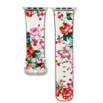 Fashion Pastoralism Style Little Floral Pattern Women Watch Leather Wrist Band For Apple Watch Series 7 41mm / 6&SE&5&4 40mm / 3&2&1 38mm (ΑΣΠΡΟ +ΡΟΖ) - Image 2