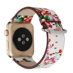 Fashion Pastoralism Style Little Floral Pattern Women Watch Leather Wrist Band For Apple Watch Series 7 41mm / 6&SE&5&4 40mm / 3&2&1 38mm (ΑΣΠΡΟ +ΡΟΖ) - Image 4