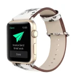 For Apple Watch Ultra 49mm&Watch Ultra 2 49mm / Series 9&8&7 45mm / SE 3&SE 2&6&SE&5&4 44mm / 3&2&1 42mm Fashion Pastoralism Style Little Floral Pattern Women Watch Leather Watch Band  (WHITE) - Image 3