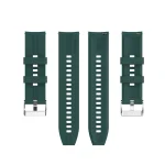 For TicWatch Pro 3 Silicone Watch Band with Silver Steel Buckle(Dark Green) - Image 2