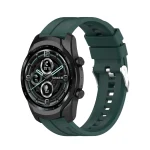 For TicWatch Pro 3 Silicone Watch Band with Silver Steel Buckle(Dark Green) - Image 4