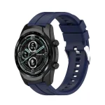For TicWatch Pro 3 Silicone Watch Band with Silver Steel Buckle(Midnight Blue) - Image 4