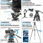 Fotopro DV-3A Pro Heavy-Duty Fluid Head Video Tripod Professional Aluminum Tripod (Black) - Image 7