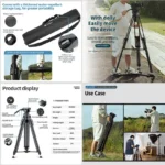 Fotopro DV-3A Pro Heavy-Duty Fluid Head Video Tripod Professional Aluminum Tripod (Black) - Image 9