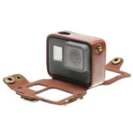 For GoPro HERO7 Black /6 /5  PU Leather Housing Case with Neck Strap & Buttons(Coffee) - Image 3