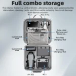 For DJI Air 3 / Air 3S / Mini 4 Pro STARTRC Dual-Drone Shoulder Storage Bag PU Handbag (Grey) - Image 8