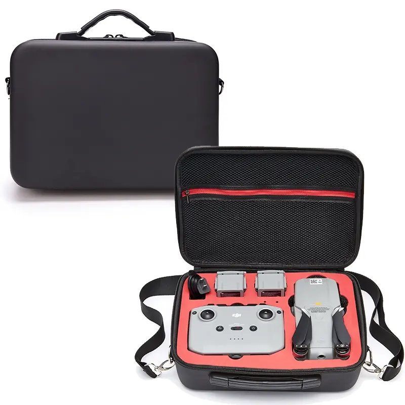 EDA00752501B For DJI Mavic Air 2 Portable PU Shoulder Storage Bag Protective Box(Black Red) - Image 1
