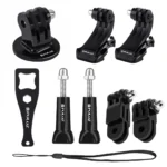 PULUZ 20 in 1 Accessories Combo Kits with EVA Case (Chest Strap + Head Strap + Suction Cup Mount + 3-Way Pivot Arm + J-Hook Buckles + Extendable Monopod + Tripod Adapter + Bobber Hand Grip + Storage Bag + Wrench) for GoPro, Insta360, DJI and Other Action Cameras - Image 9