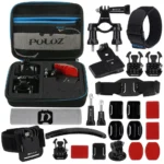 PULUZ 24 in 1 Bike Mount Accessories Combo Kits with EVA Case (Wrist Strap + Helmet Strap + Extension Arm + Quick Release Buckles + Surface Mounts + Adhesive Stickers + Tripod Adapter + Storage Bag + Handlebar Mount + Screws) for GoPro, Insta360, DJI and Other Action Cameras