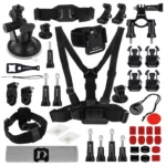 PULUZ 45 in 1 Accessories Ultimate Combo Kits (Chest Strap + Suction Cup Mount + 3-Way Pivot Arms + J-Hook Buckle + Wrist Strap + Helmet Strap + Surface Mounts + Tripod Adapter + Storage Bag + Handlebar Mount + Wrench) for GoPro, Insta360, DJI and Other Action Cameras